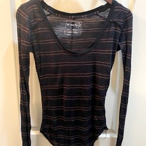 We the Free (purchased at Anthro) black long-sleeve striped t-shirt, size M